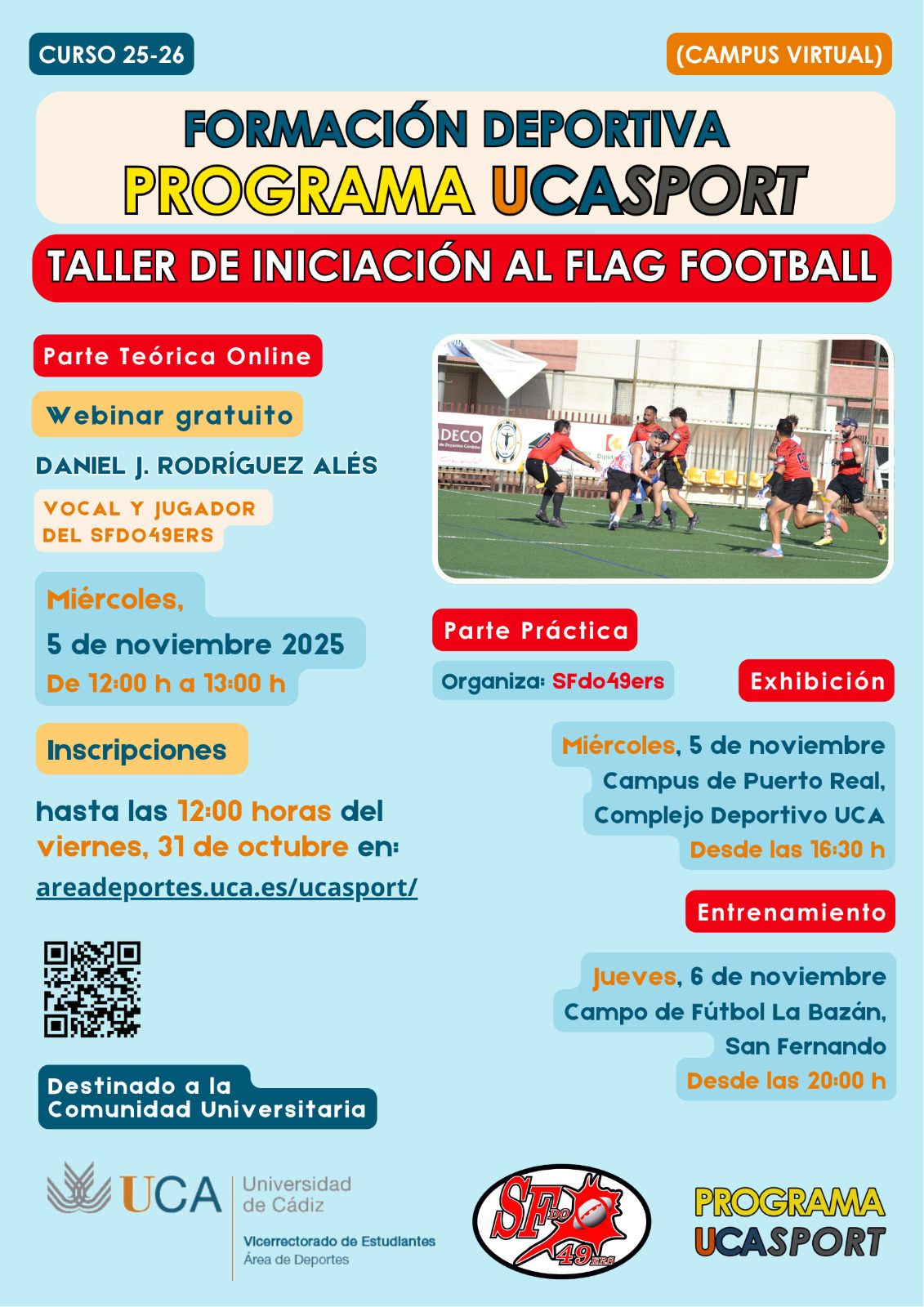 Formación Deportiva. Programa UCASPORT. Taller de iniciación Flag Football
