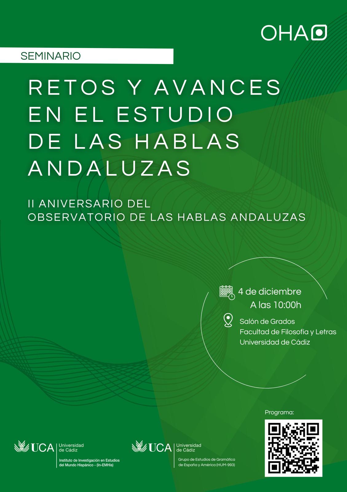 La Facultad acoge el seminario “Retos y avances en el estudio de las hablas andaluzas” por el II aniversario del OHA