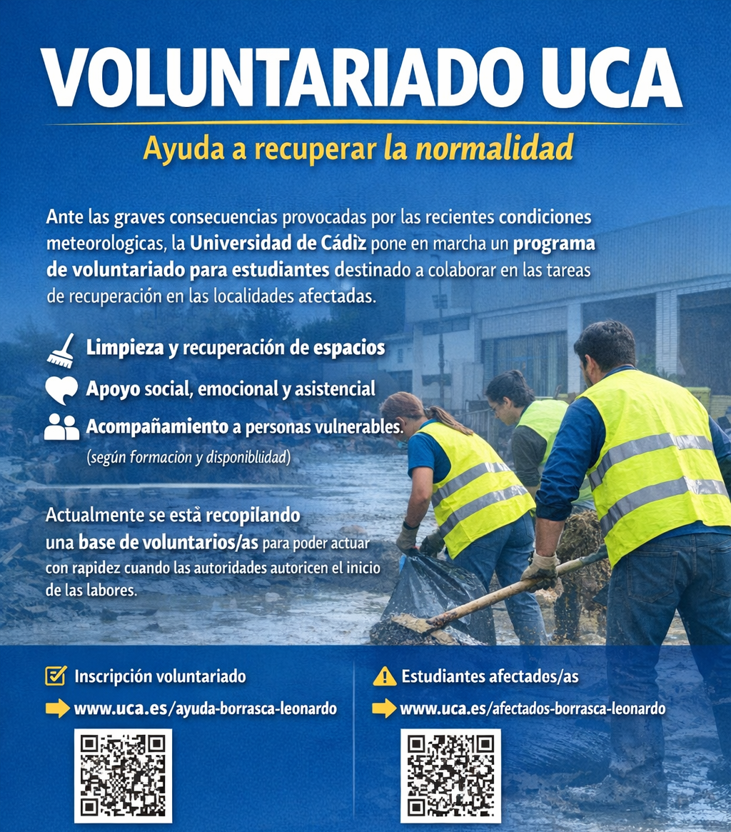 Apoya a las zonas afectadas por la borrasca. Voluntariado para estudiantes