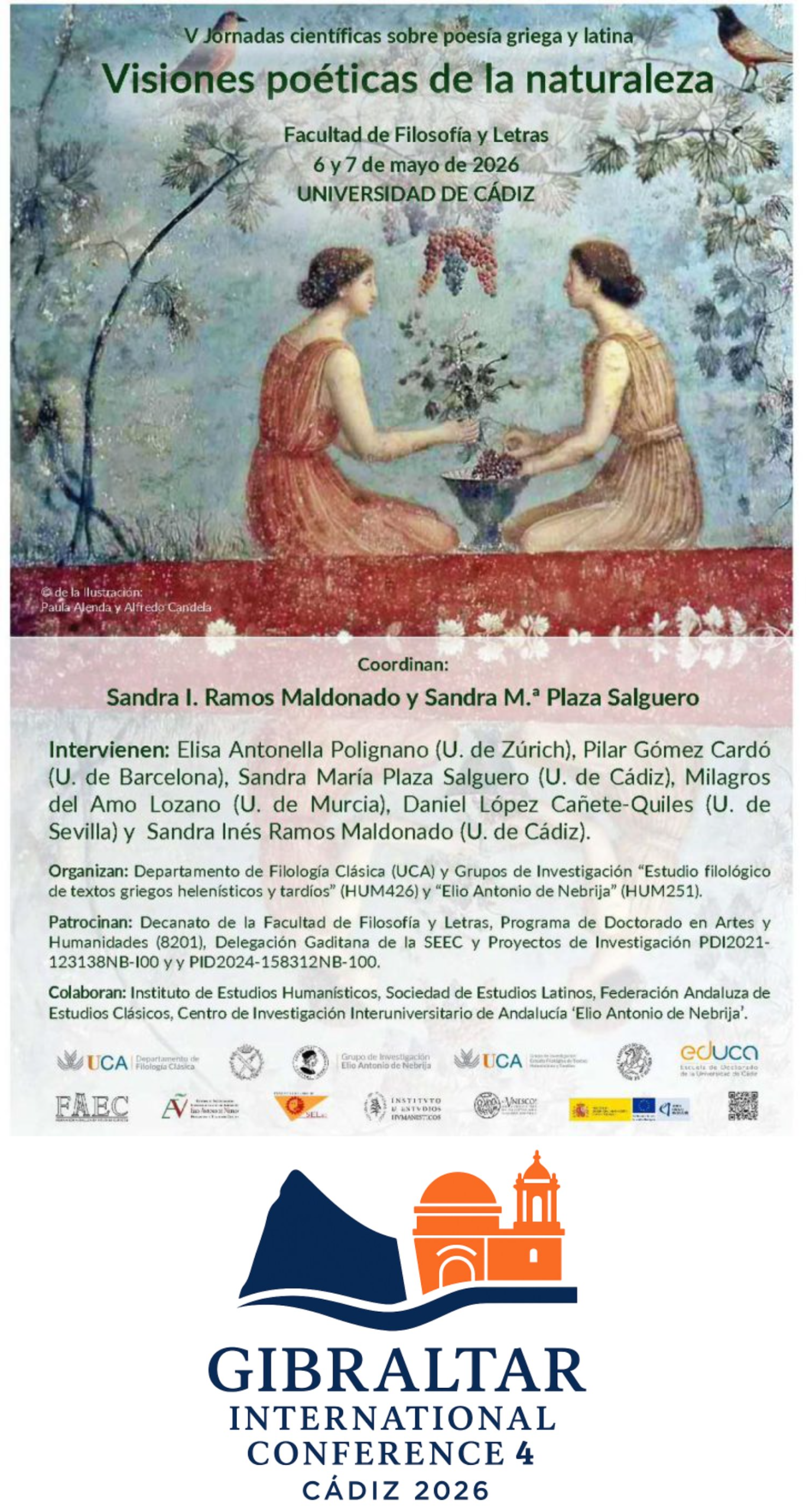 Recordatorio: V Jornadas científicas sobre poesía griega y latina y “Gibraltar International Conference”