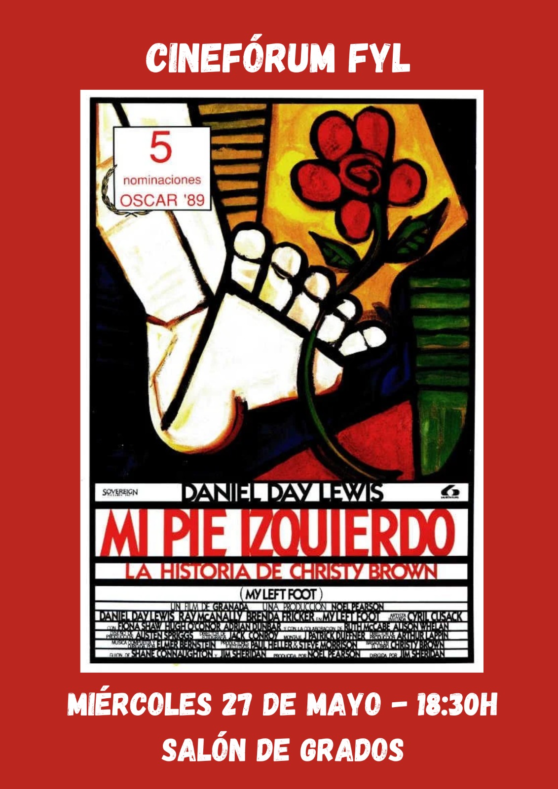 Próxima sesión del Cinefórum FyL: “Mi pie izquierdo”