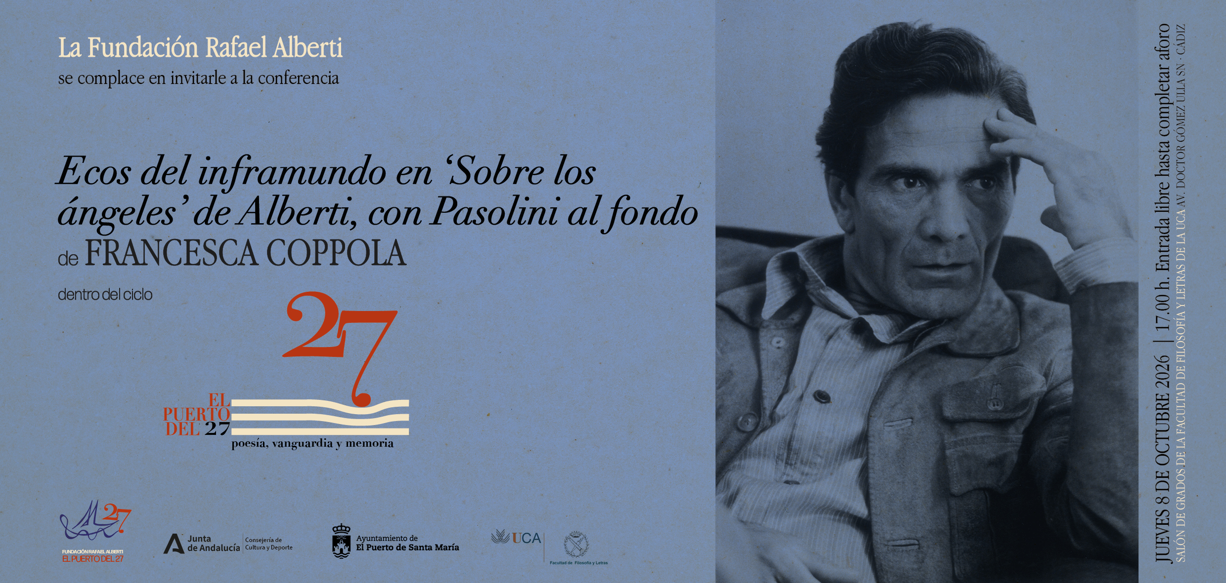 Recordatorio: conferencia sobre Rafael Alberti y Pasolini